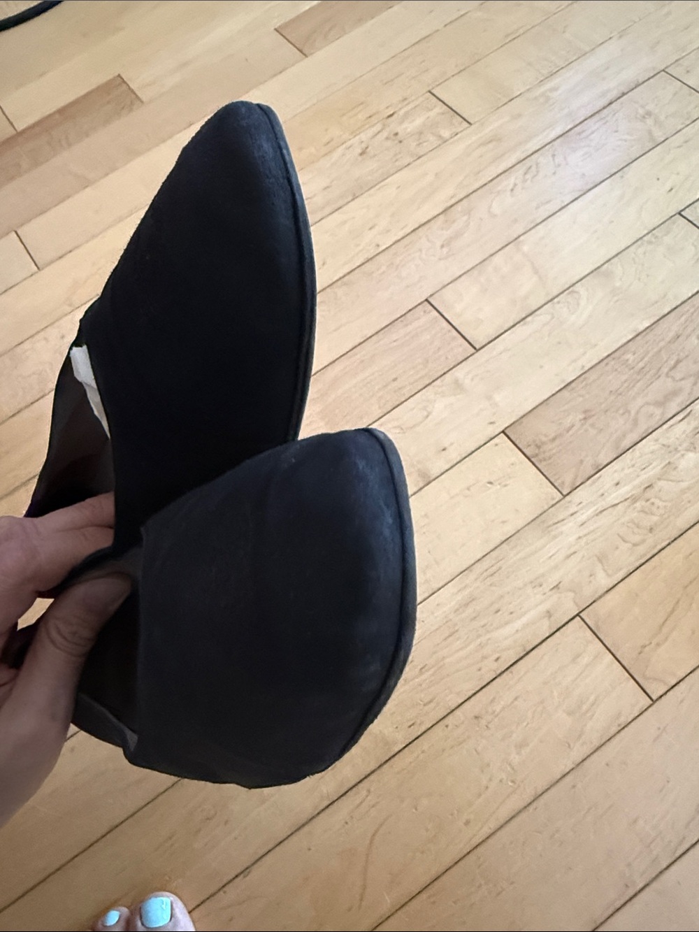 CHANEL Black Suede Logo Cap Toe Flats size 8.5 - Picture 8 of 10
